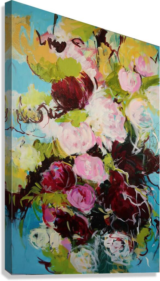 Flower painting blue background